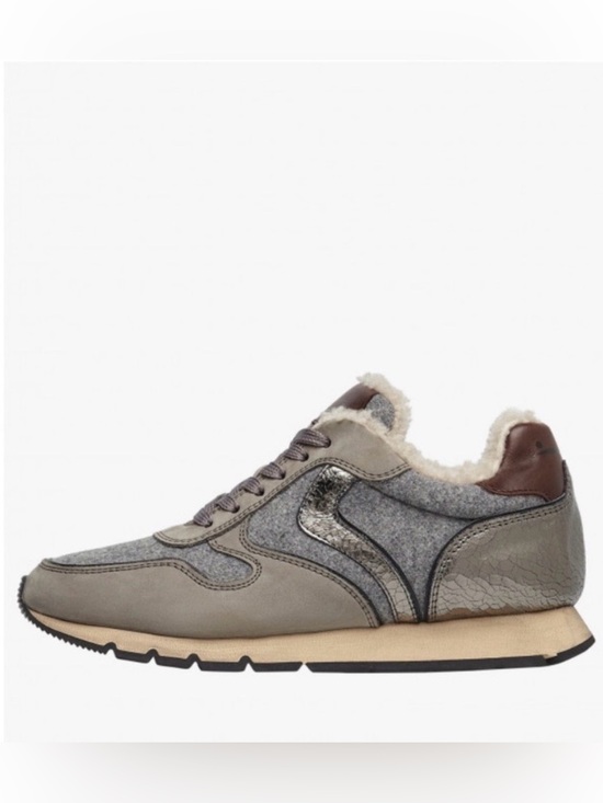Voile Blanche Shoes - NWT VOILE BLANCHE JULIA Fur Leather and Fabric Sneakers in Grey